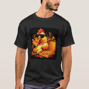 Funny Meme Chicken Meme with Sunglasses Eat Pizza T-Shirt