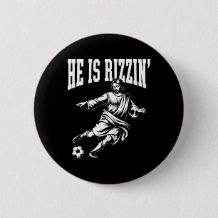 Funny Meme God Christian Christmas He Is Rizzin Je 6 Cm Round Badge