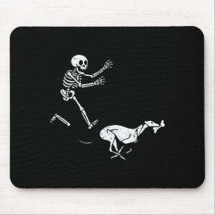 Funny Meme Greyhound Running Skeleton Halloween  Mouse Pad