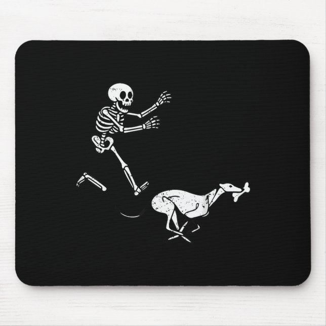 Funny Meme Greyhound Running Skeleton Halloween  Mouse Pad (Front)