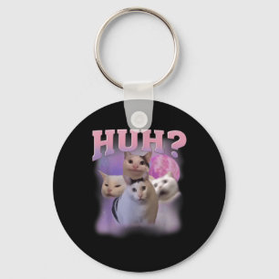 Funny Meme Huh Cat Shirt Cat Lovers Humour  Key Ring
