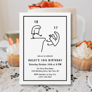 Funny Meme Humour Simple Black White 18th Birthday Invitation