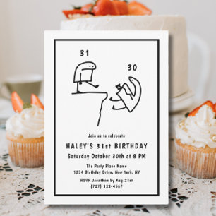 Funny Meme Humour Simple Black White 31st Birthday Invitation