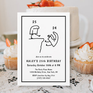 Funny Meme Humour Simple Black White 34th Birthday Invitation