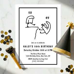 Funny Meme Humour Simple Black White 50th Birthday Invitation