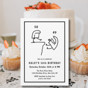 Funny Meme Humour Simple Black White 50th Birthday Invitation