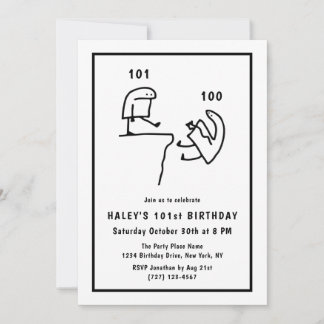 Funny Meme Humour Simple White 101st Birthday Invitation