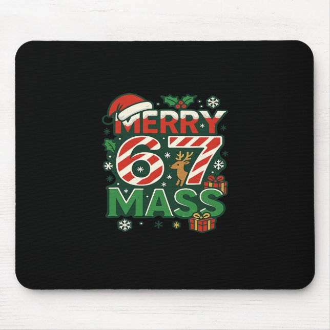 Funny Meme Merry 67 M Candy Cane Christmas Numbers Mouse Pad (Front)