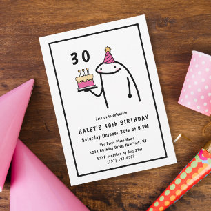 Funny Meme Simple Black & White 30th Birthday Invitation