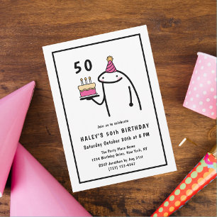 Funny Meme Simple Black & White 50th Birthday Invitation