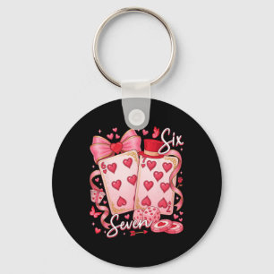 Funny Meme Six Seven 67 Valentine Playing Cards 67 Key Ring