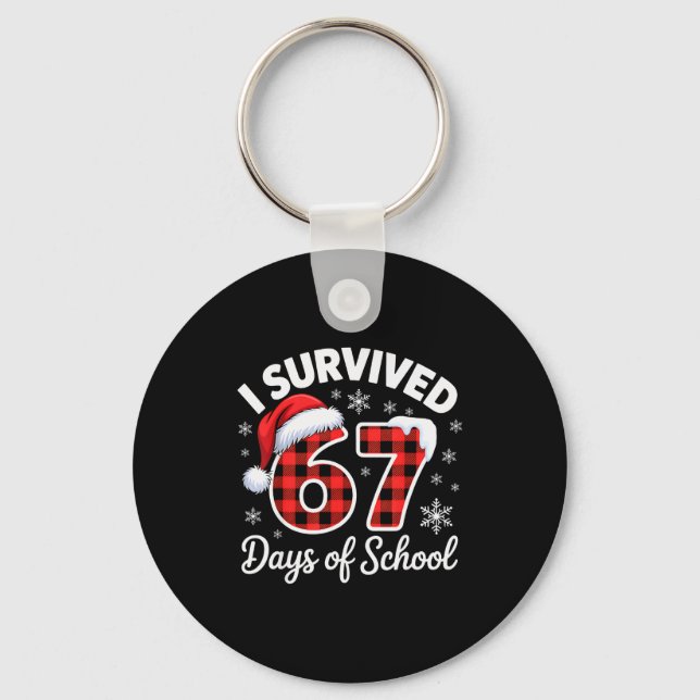 Funny Meme Six Seven Christmas I Survived 67 Days  Key Ring (Front)