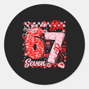 Funny Meme Six Seven Valentine Day 6 7 Heart Men W Classic Round Sticker