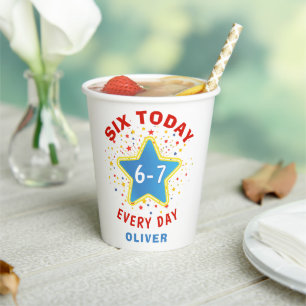 Funny Meme Six Today 6-7 Every Day Birthday Kid's Paper Cups