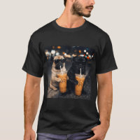 Funny meme two pugs drinking iced coffee