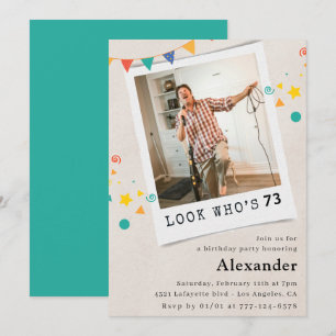 Funny Men 73rd birthday invitations Fun Photo
