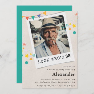 Funny Men 88th birthday invitations Fun Photo