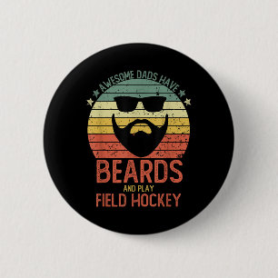 Funny Men Awesome Dads Have Beards And Play Field  6 Cm Round Badge