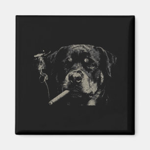 Funny Men Retro Dog Rottweiler Smoking Meme Magnet