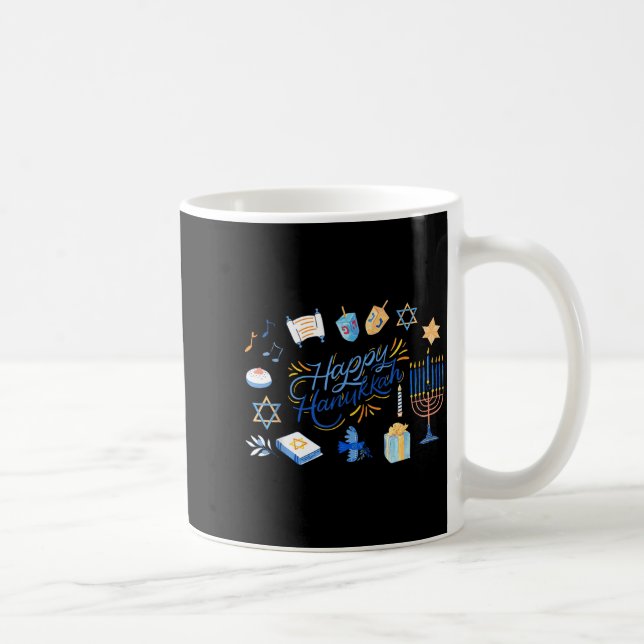 Funny Menorah Hanukkah 2025 Meowzel Chanukah Jewis Coffee Mug (Right)