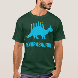 Funny menorasaurus dinosaur with menorah jewish ha T-Shirt