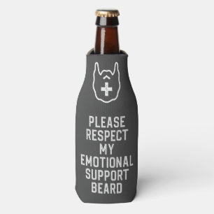 Funny Men's Emotional Support Beard Joke Gift Bottle Cooler