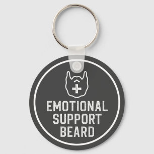 Funny Men's Emotional Support Beard Joke Gift Key Ring