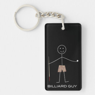 Funny Mens Pool Player, Boys Billiard Player Gift Key Ring