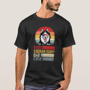 Funny Mens Retro Best Siberian Husky Dad Ever Fath T-Shirt