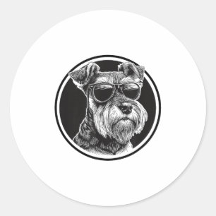 Funny Mens Womens Sungles Logo Miniature Schnauzer Classic Round Sticker