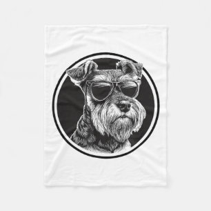 Funny Mens Womens Sungles Logo Miniature Schnauzer Fleece Blanket