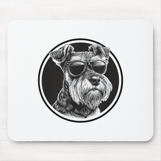 Funny Mens Womens Sungles Logo Miniature Schnauzer Mouse Pad (Front)