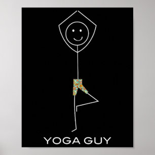 Funny Mens Yoga, Boy Yoga Exercise  Poster