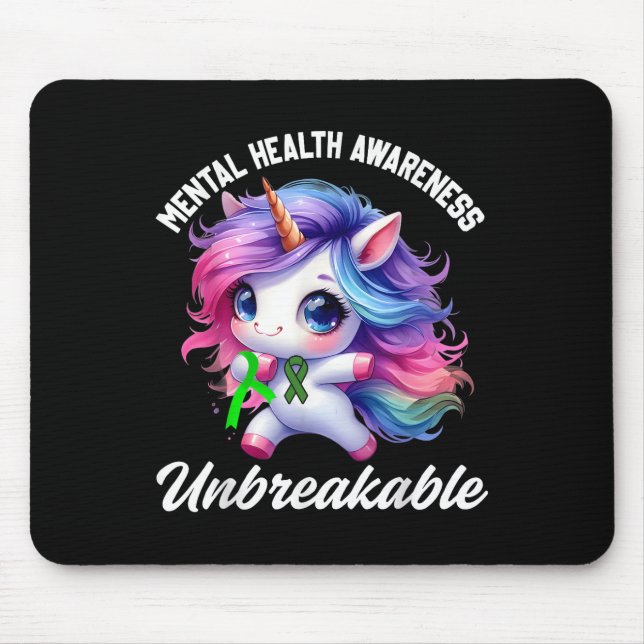 Funny Mental Health Awareness Unbreakable Unicorn  Mouse Pad (Front)