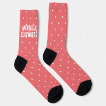 Funny Mentally Elsewhere Pink Polka Dot Socks