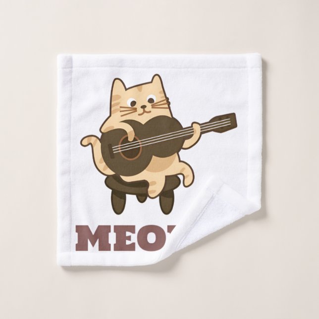 Funny Meow Kitty Music Lover Towel (Wash Cloth)