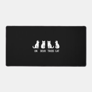 Funny Meow Kitty Un Deux Trois Cat Funny Black Cat Desk Mat