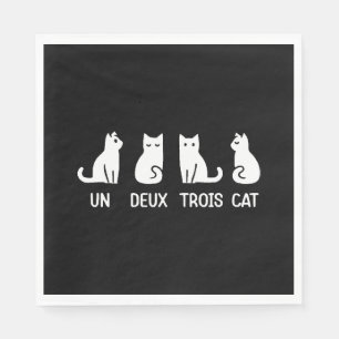 Funny Meow Kitty Un Deux Trois Cat Funny Black Cat Napkin