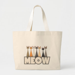 Funny Meow Peeking Cats Cat Humour Graphic Art Large Tote Bag