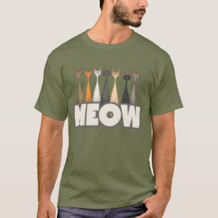 Funny Meow Peeking Cats Crew Cat Humour Graphic T-Shirt