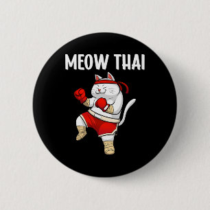 Funny Meow Thai Design For Men Women Muay Thai Box 6 Cm Round Badge