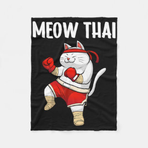 Funny Meow Thai Design For Men Women Muay Thai Box Fleece Blanket