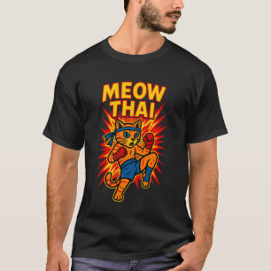 Funny Meow Thai Muay Thai Cat Fighter Pun Dad Joke T-Shirt
