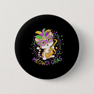 Funny Meowdi Gras Funny Mardi Cat 6 Cm Round Badge