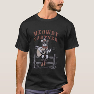 Funny Meowdy Partner Cowboy Cat Vintage Hat T-Shirt