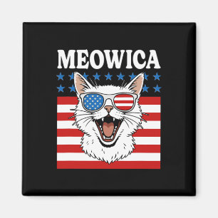 Funny Meowica Cat July 4th Independence Day Magnet