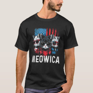 Funny Meowica Patriotic Cat 4th of July American F T-Shirt