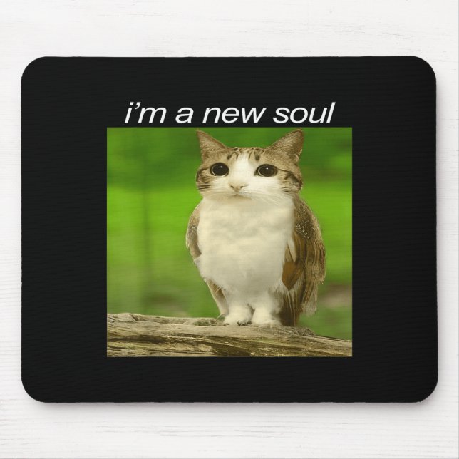 Funny Meowl Cat Owl Brainrot Cursed Internet Silly Mouse Pad (Front)