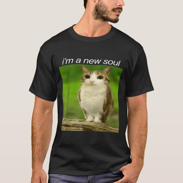 Funny Meowl Cat Owl Brainrot Cursed Internet Silly T-Shirt (Front)