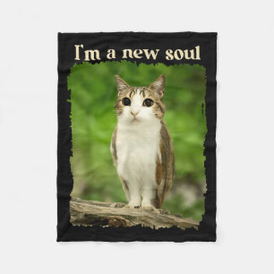 Funny Meowl Meme, Cat Owl Meme Brainrot Gen Alpha  Fleece Blanket